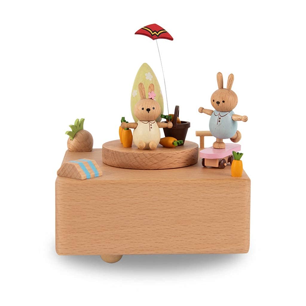 Amazon.co.jp: オルゴール動くウサギの木彫りのメカニズムが付い